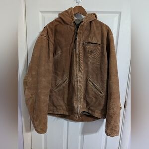 Carhartt Mens Jacket Sherpa Lined Sandstone Sierra Jacket Brown Hood Coat J141